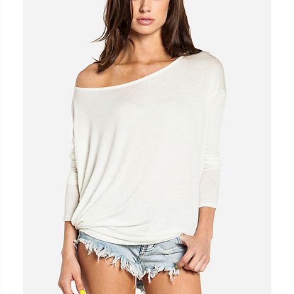 Dolman Sleeve Waffle Knit Top-Ivory - Picture 3 of 7